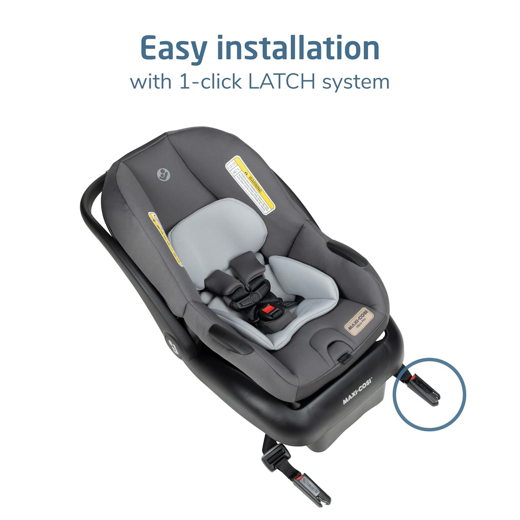 Mico Pro Baby Infant Car Seat with Base, Ventilated Chair, Soft Headrest Pad, Easy-Install Latch, Adjustable Belt
