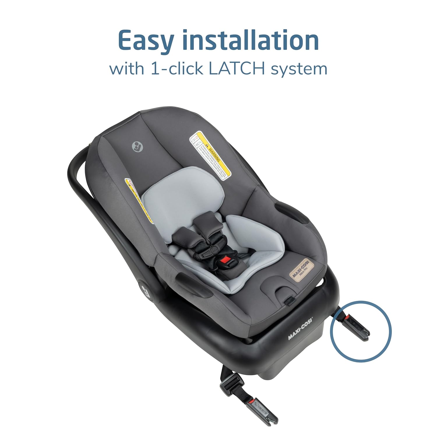 Mico Pro Baby Infant Car Seat with Base, Ventilated Chair, Soft Headrest Pad, Easy-Install Latch, Adjustable Belt