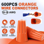 ANZNKU 600 PCS Orange Wire Connectors Nuts, Electrical Wire Caps Bulk