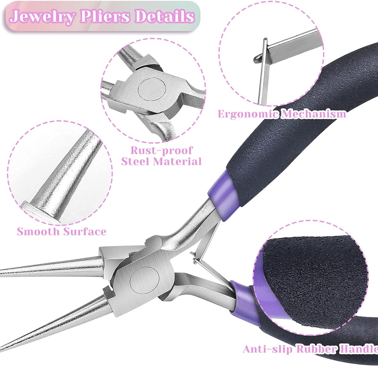 Jewelry Pliers Set, Paxcoo 3Pcs Jewelry Making Tools Kit includes Needle Nose Pliers, Round Wire Cutters for