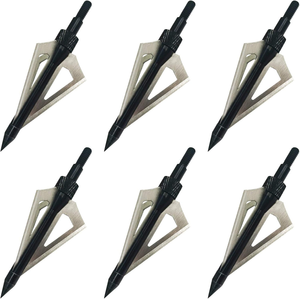 Archery Broadheads, 100 Grains Screw in Arrow Archery 3 Blades Hunting Heads Arrow Tips Compatible Crossbow& Compound