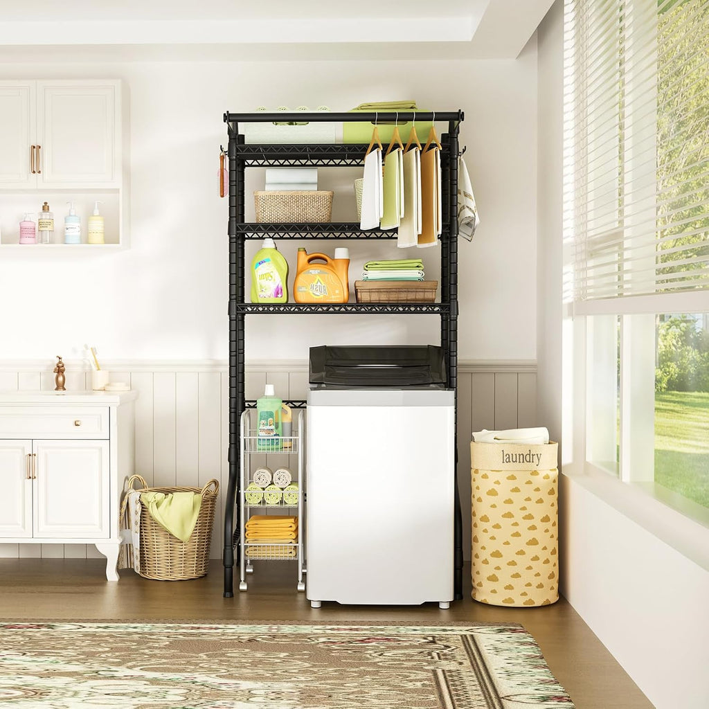 U11 Over Washer and Dryer Shelves, 3 Tiers Laundry Room Storage and Organizer Standing Shelf, Metal Freestanding