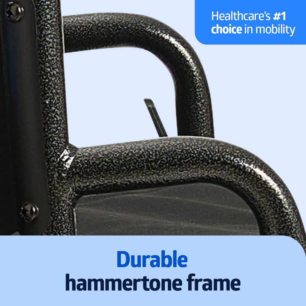 Comfortable Folding Wheelchair with Swing-Back, Desk-Length Arms and Elevating Footrests, 18”W x 16”D Seat