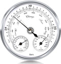 3 in 1 Barometer Thermometer Hygrometer, 5in Weather Station | Wall Mount barometer, Battery-Free Gauge, Plastic