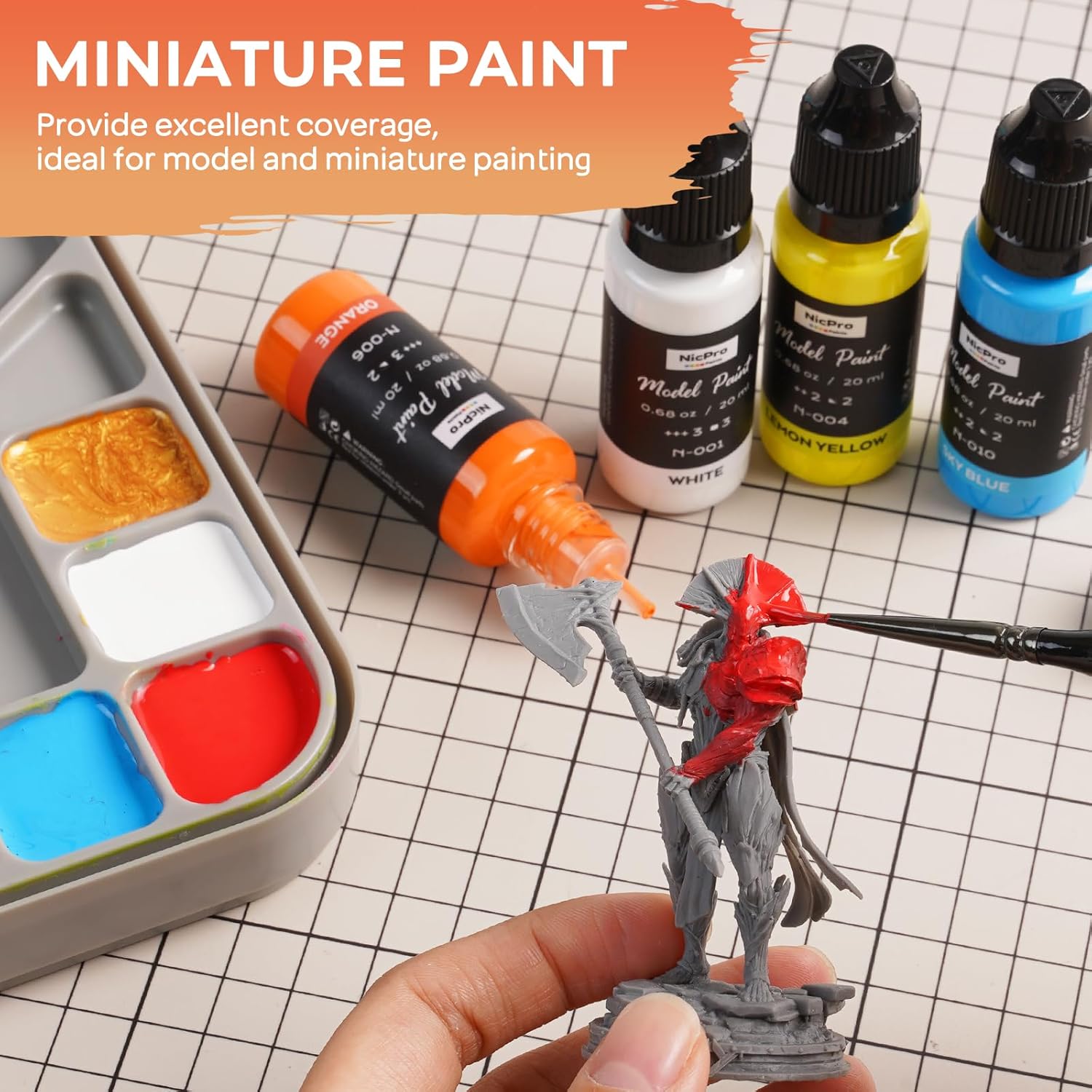 50 Colors Model Paint Set, 20ml Ready to Use Modeling Acrylic Paints | Brush & Airbrush Compatible, Miniature Paint