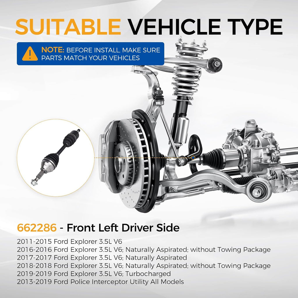 PAROD 662286 CV Axle Assembly Fit for 2011-2019 Ford Explorer, 2013-2019 Police Interceptor Utility Front Left Driver Side