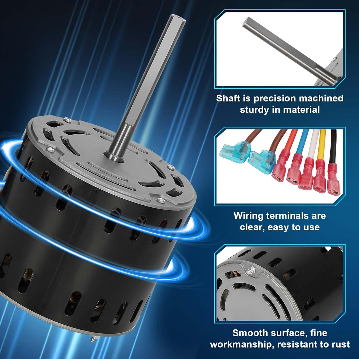 HC41AE117 Furnace Blower Motor 1/3HP 1075RPM 115V 4 Speed with 5μF Capacitor Fits for Carrier Bryant Payne GE Blower Fan Motor 45117 5KCP39GGS336S HC41AE117A HC41AE115 HC41SE122