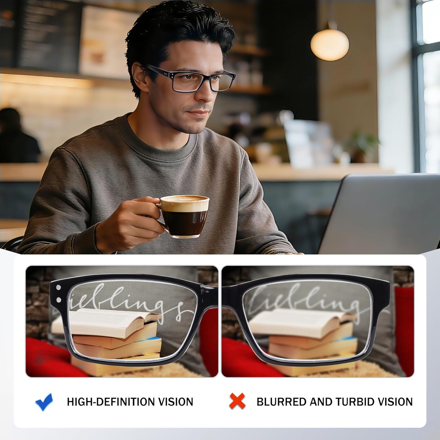 Reading Glasses 5 Pairs Quality Readers Spring Hinge Glasses for Reading for Men and Women (5BLACK, 1.25)