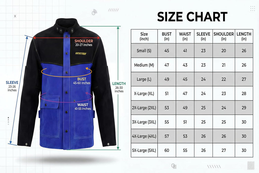 Leather Welding Jacket Heat Flame Resistant Coat | Split Leather Apparel Shielding Against Sparks For Heavy-Duty Safety