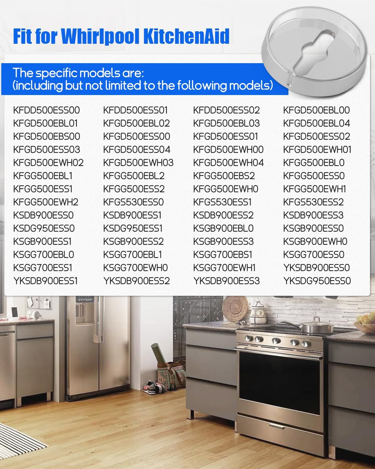 W10814133 W10437082 Stove Surface Burner Knob Bezel Set Fit for Whirlpool/KitchenAid, Replace W10785119 W10796642 W10797429