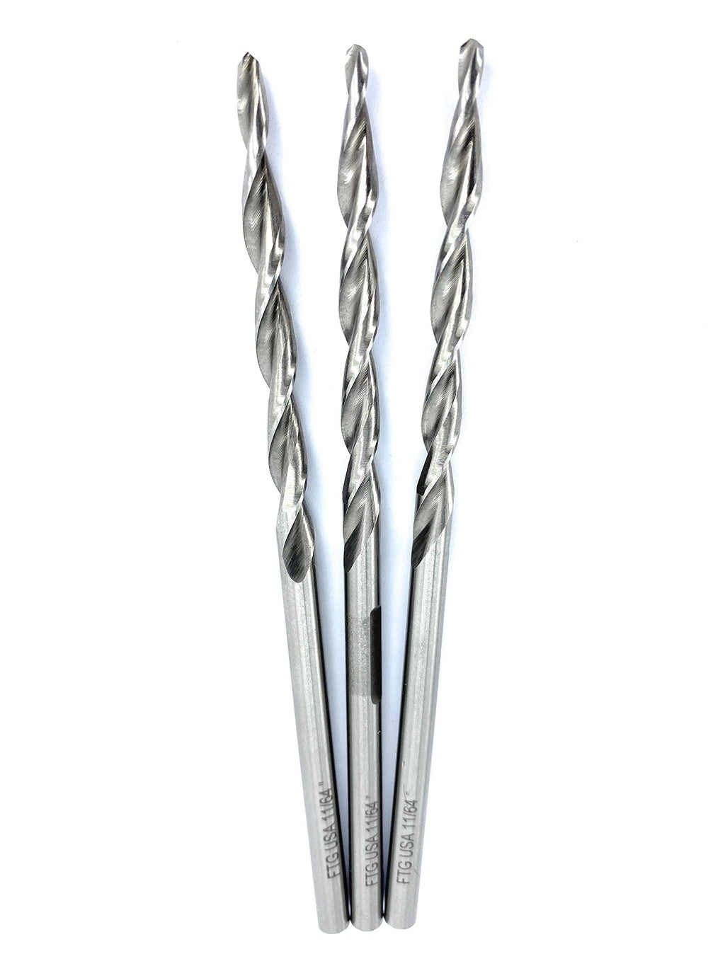 FTG USA 3 Pc #8 11/64" Replacement Tapered Drill Bit Only All Same Size Set