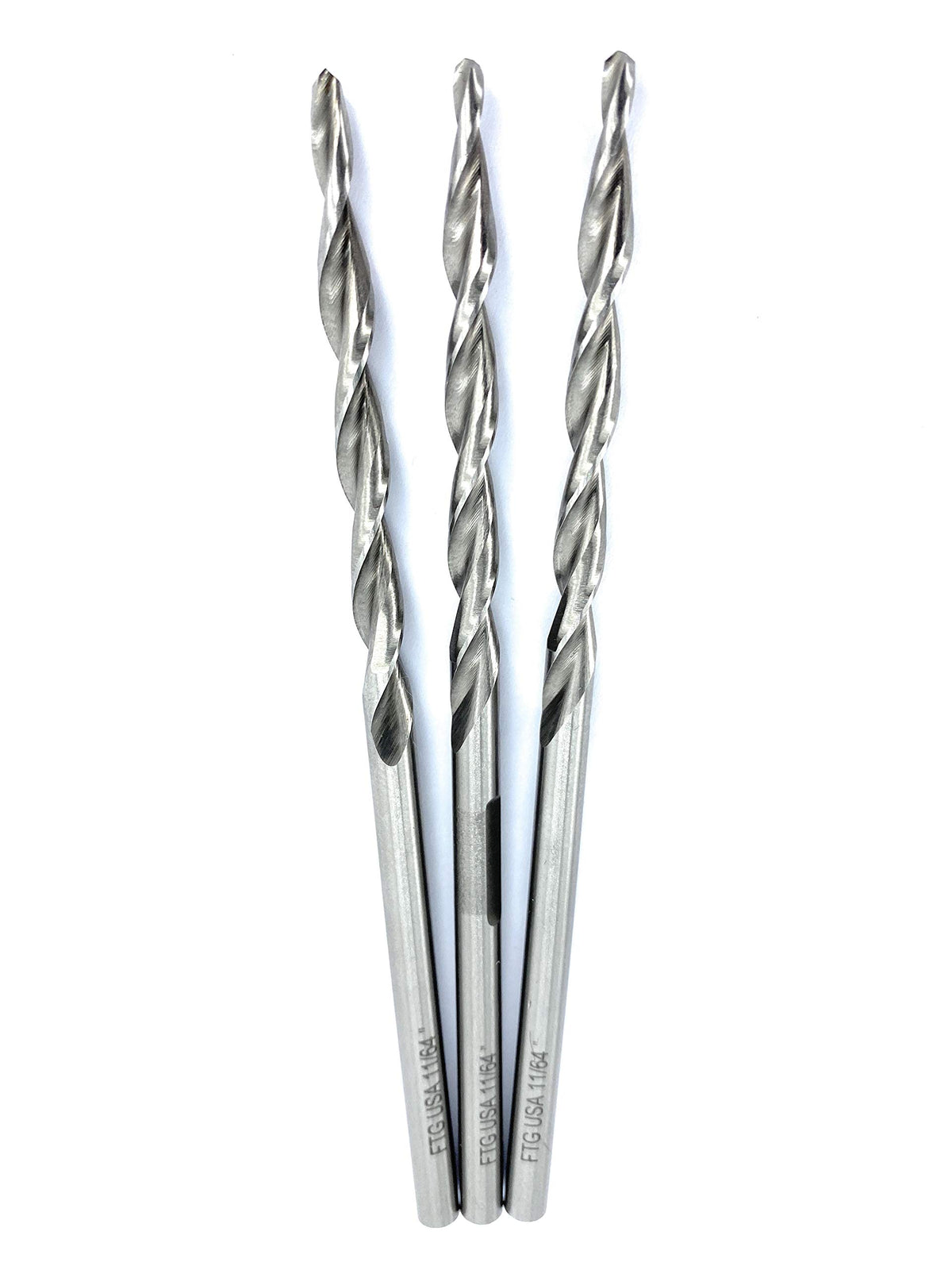 FTG USA 3 Pc #8 11/64" Replacement Tapered Drill Bit Only All Same Size Set