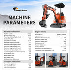 13.5HP Mini Excavator, 36.6" Compact Digger with B&S XR2100 Engine, Narrow Access Mini Excavator for Trenching