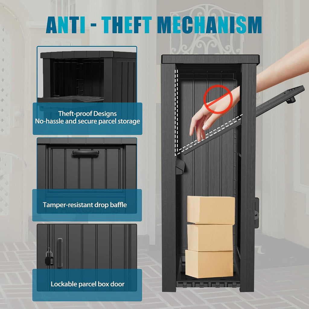Package Delivery Box for Outside, Outdoor Storage with Lockable Secure, Anti-Theft Parcel Drop Boxes Outdoor Package