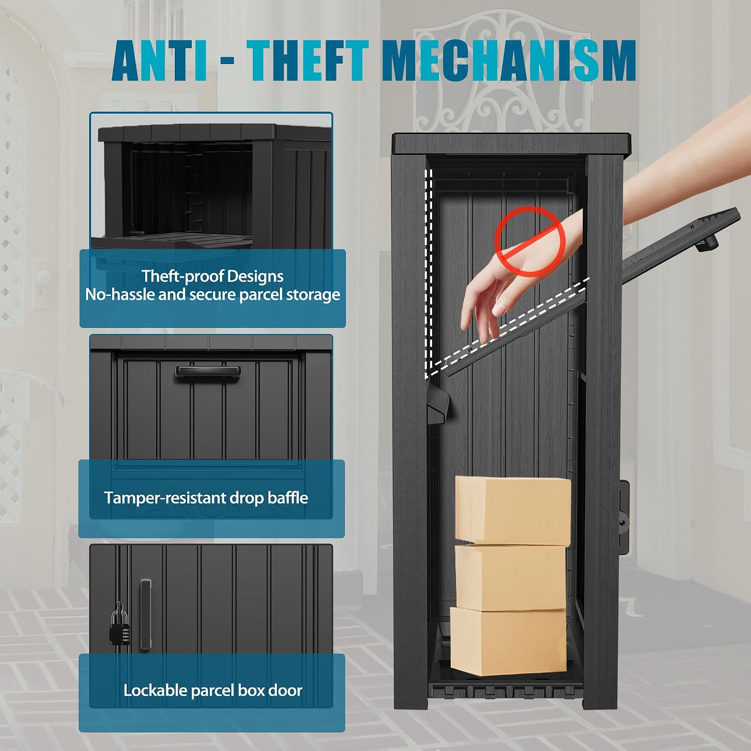 Package Delivery Box for Outside, Outdoor Storage with Lockable Secure, Anti-Theft Parcel Drop Boxes Outdoor Package