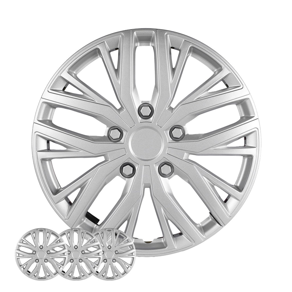 14 Inch Universal Hubcaps, Silver Wheel Covers, Set of 4