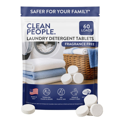 Clean People Laundry Detergent Tablets - 100% Plastic-Free, Non-Toxic Alternative to Laundry Pods - Ultra