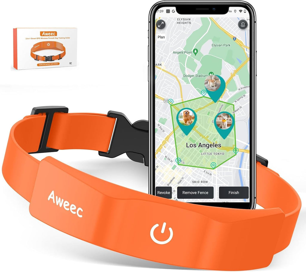 GPS Wireless Dog Fence, Electric Fence System with Training Collar (Orange)