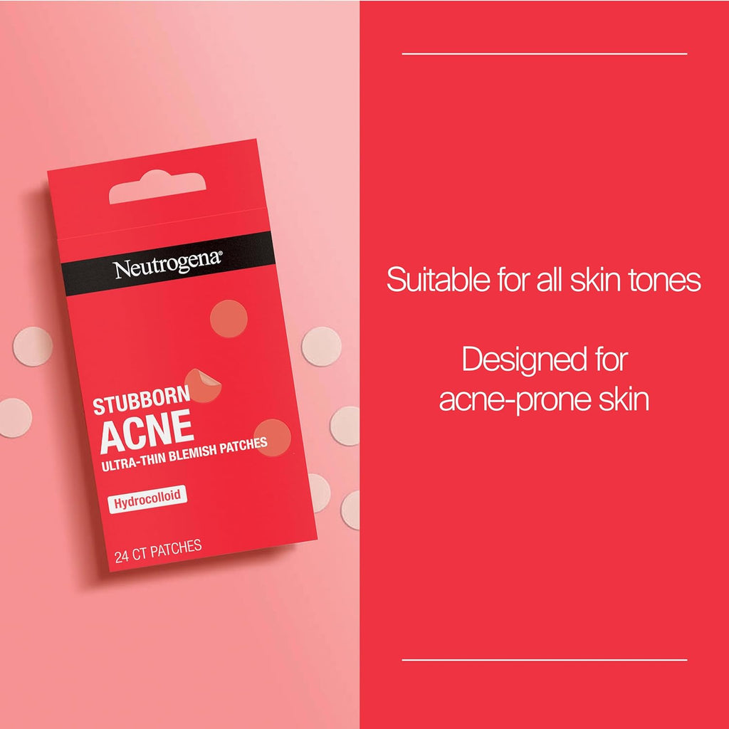 Stubborn Acne Patches, Ultra-Thin Pimple Patches, 24 Ct | Hydrocolloid Absorbs Impurities, Ultra-Thin, Works