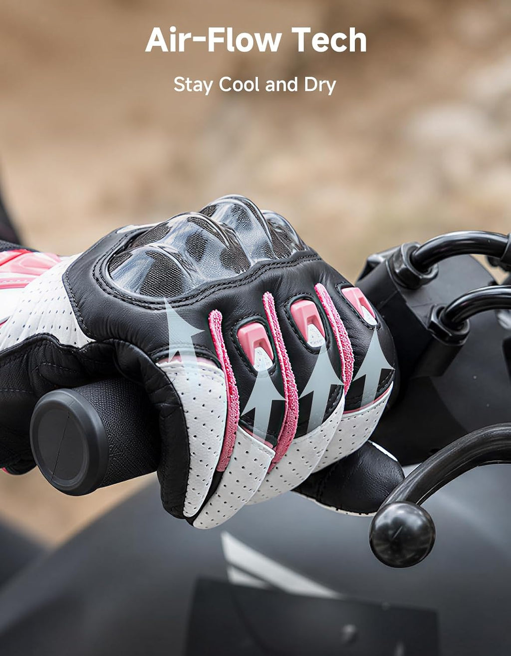 Sheepskin Leather Motorcycle Gloves for Women, Protective Touchscreen Motorbike Gloves for Motorcycle Dirt Bike