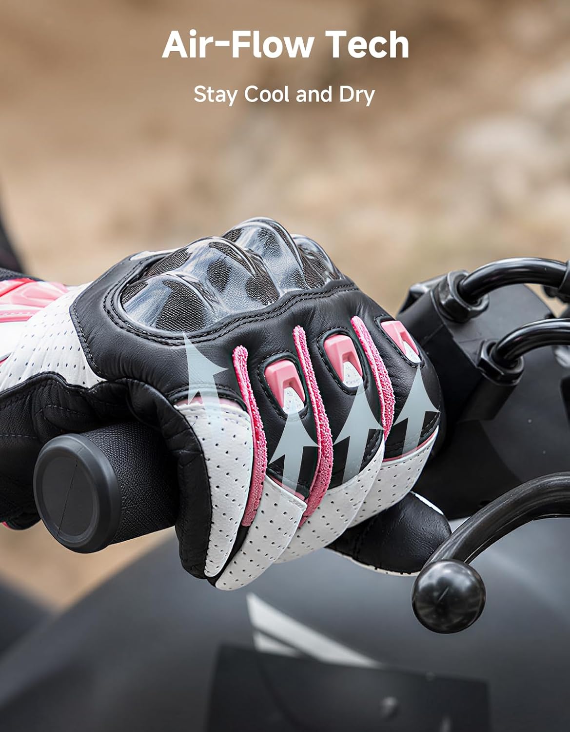Sheepskin Leather Motorcycle Gloves for Women, Protective Touchscreen Motorbike Gloves for Motorcycle Dirt Bike