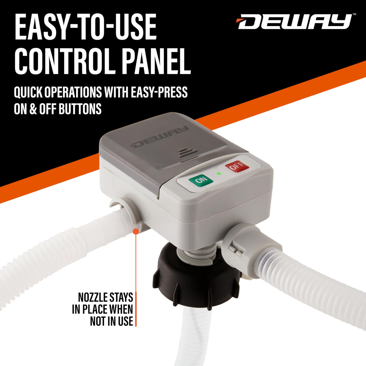 Deway Fuel Transfer Pump, Basic Clip-On Nozzle, 2.4 GPM Flow, 51 In Hose