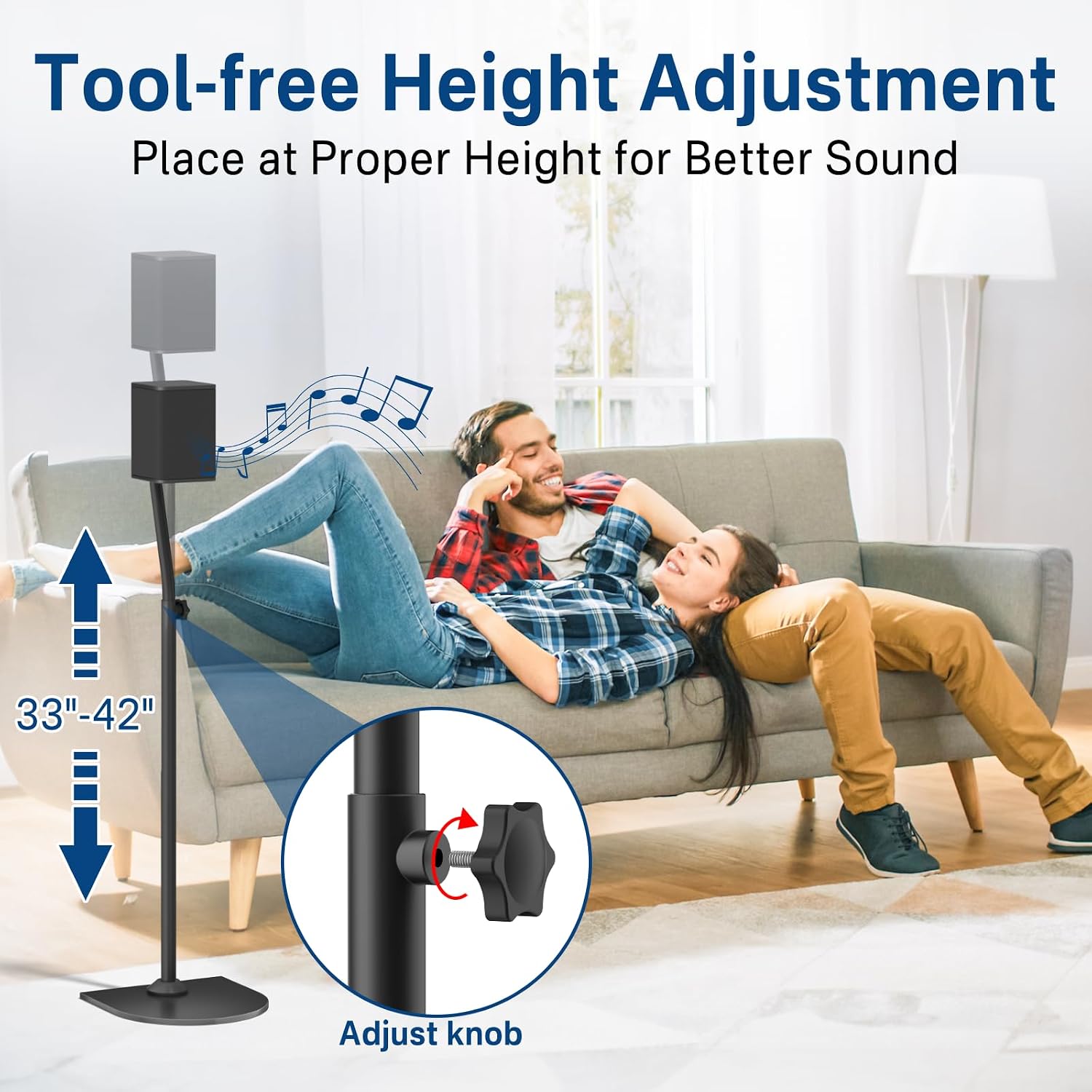 Speaker Stands for LG Rear Speakers SPQ8-S SPT8-S SPK8-S 578S1-S S78S2-S S65S3-S S55TR, Height Adjustable 33"–42" for