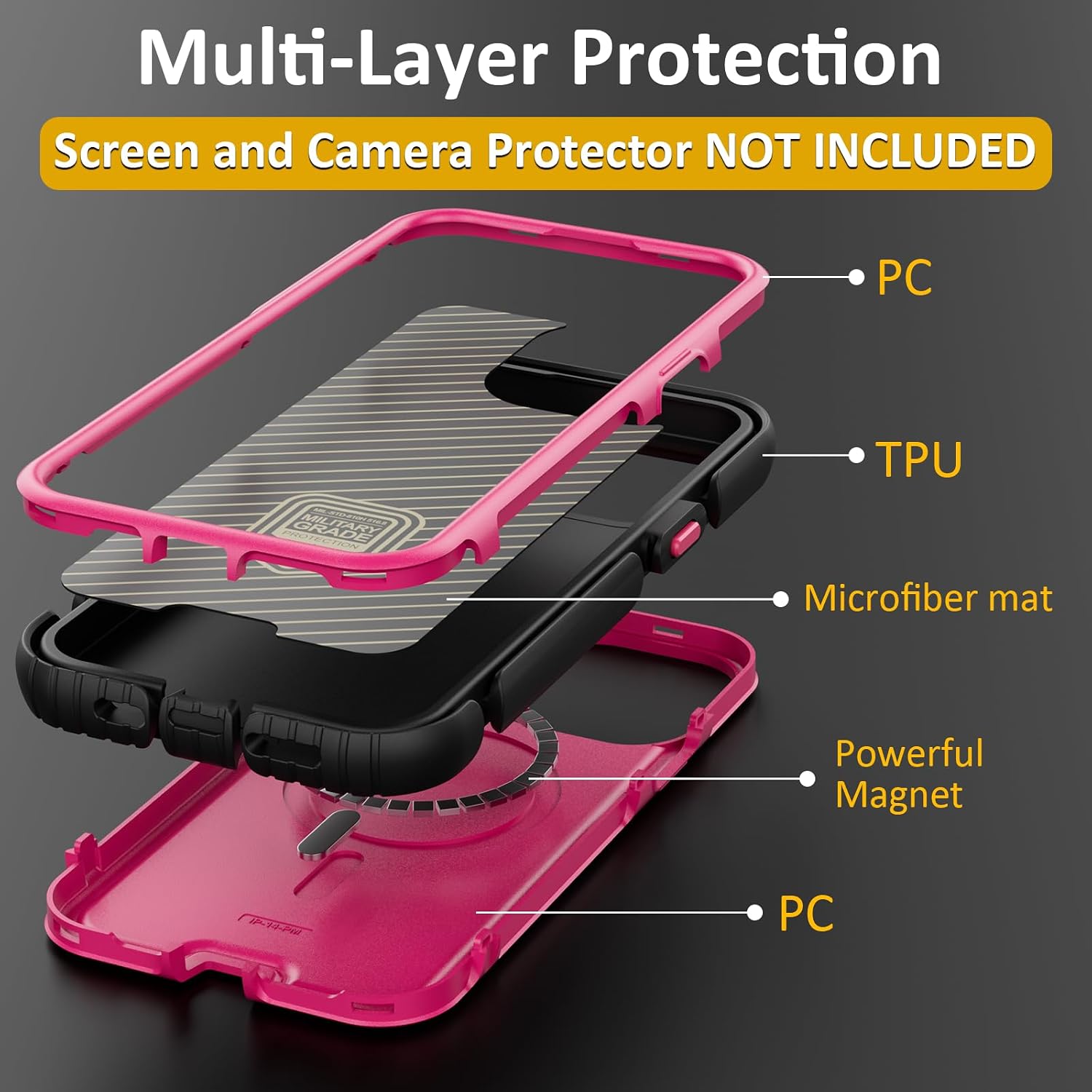 for iPhone 14 Pro Max Case, Compatible with MagSafe, Heavy Duty Shockproof Protective Phone Case, Anti-Drop