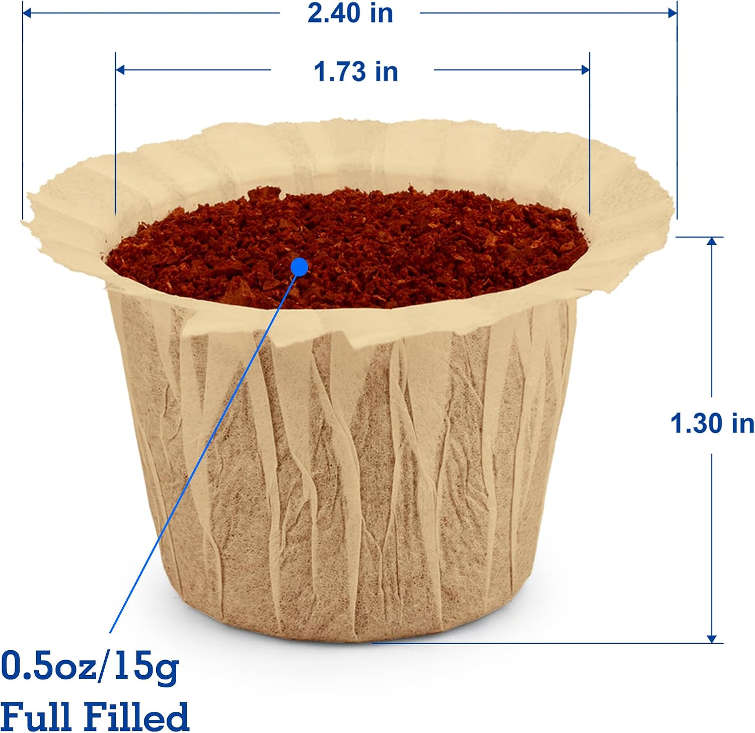 100 Count Natural Paper Filters for Keurig Single Serve 1.0 and 2.0, Fits All Brands Reusable K Cups