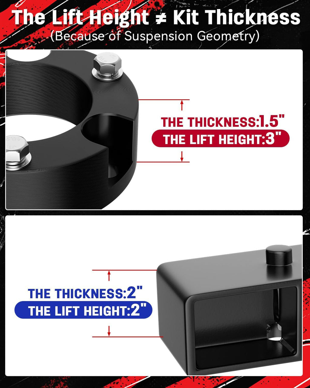 Richeer 3" Front and 2" Rear Leveling Kits for 2005-2023 Tacoma 2WD/4WD