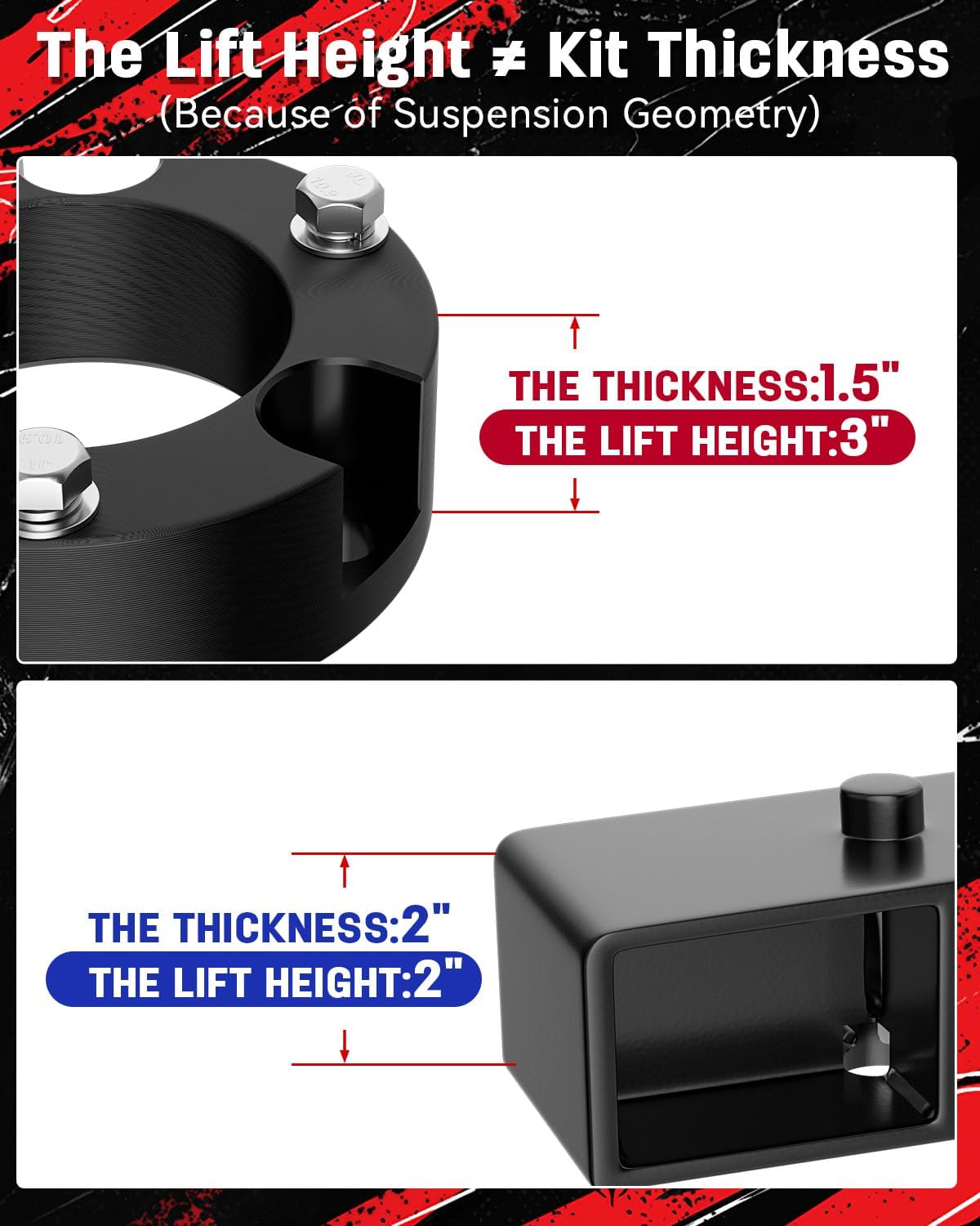 Richeer 3" Front and 2" Rear Leveling Kits for 2005-2023 Tacoma 2WD/4WD