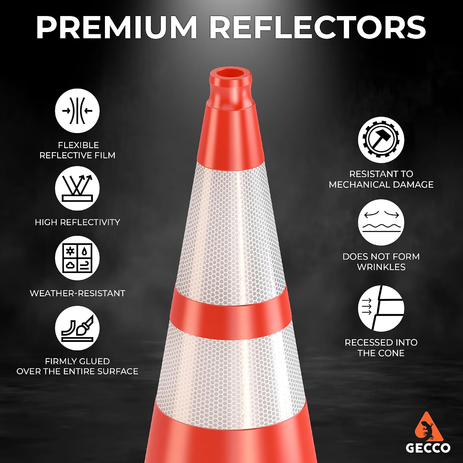 (6 Pack) 28 Inch 7 Lb Heavy Duty Orange Traffic Cones Set | Durable Safety Cones, Orange Cones, Parking Cones