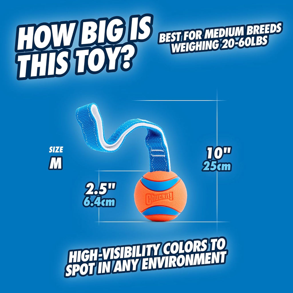 Ultra Tug Dog Toy, Medium Fetch and Dog Ball Tug Toy for Dogs 20-60 Pounds
