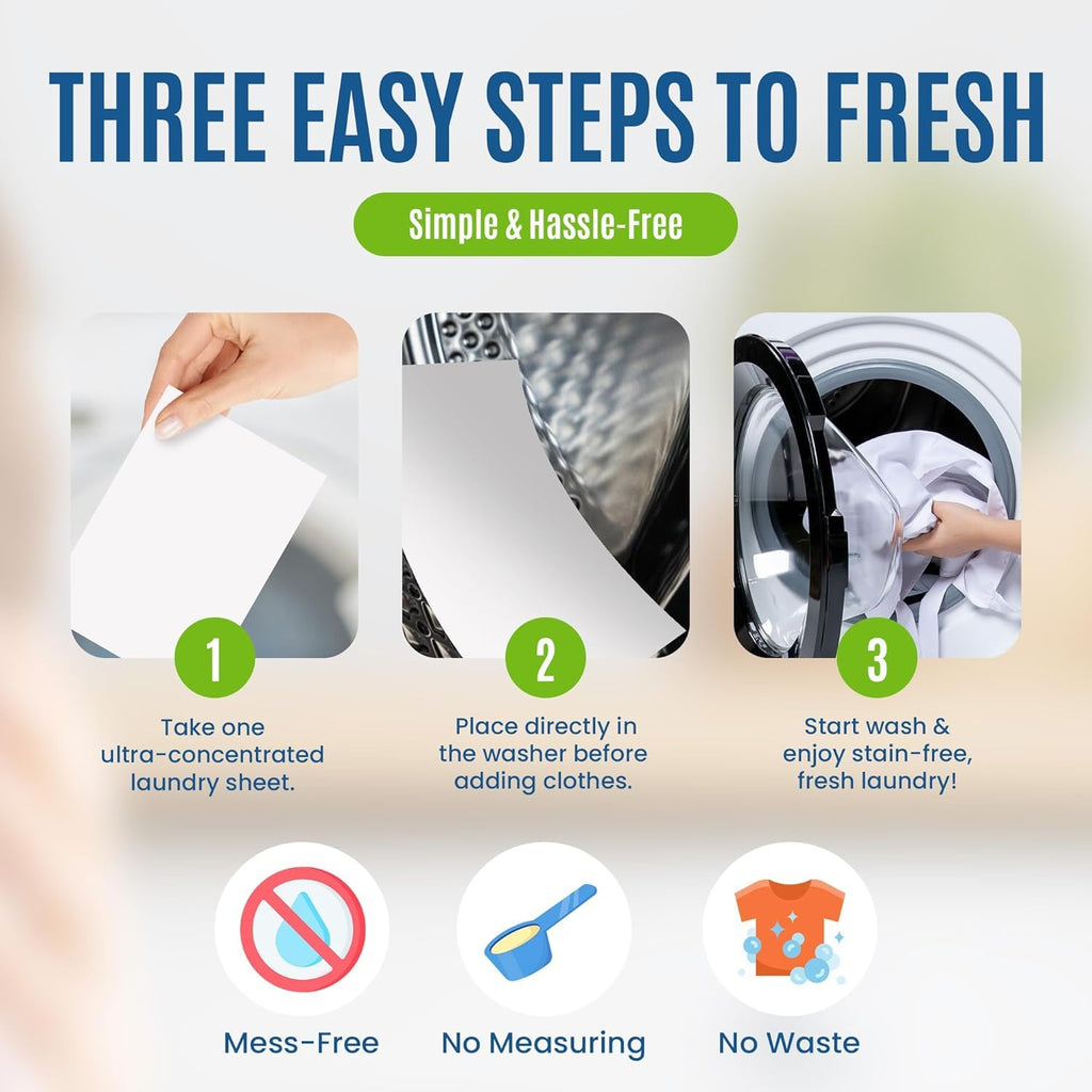 Eco-Friendly 80 Loads Ultra Concentrated Laundry Detergent Sheets