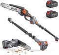 2-in-1 Pole Saw for Tree Trimming, 8-Inch Cordless Brushless Chainsaw with Adjustable Extension Pole, 2×4.0Ah