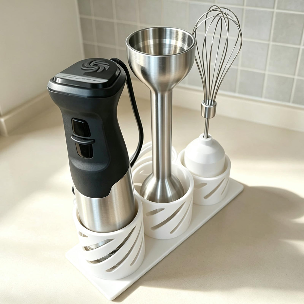 Immersion Blender Stand Compatible with Vitamix Hand Blender (White)