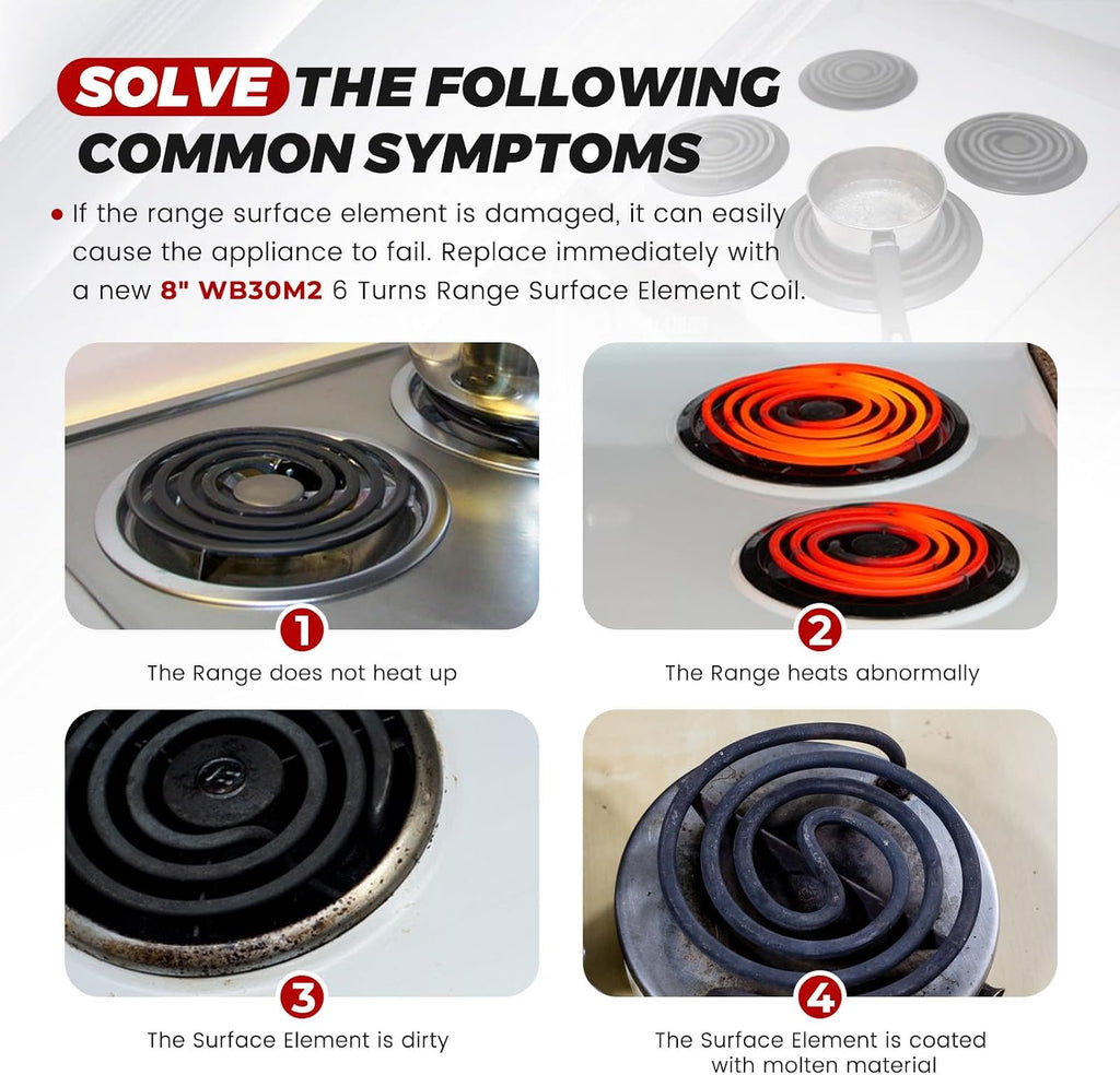 WB30M2 8" Range Stove Burner Coil Element fit for G.E Stove Range