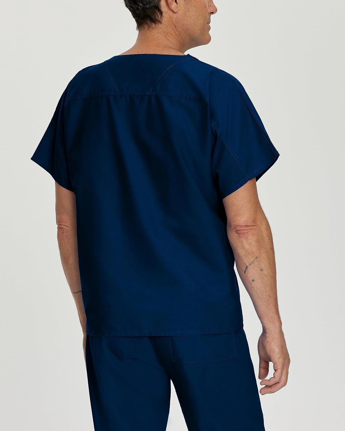 Essentials Unisex Relaxed Fit 1-Pocket V-Neck Scrub Top 7502 Navy