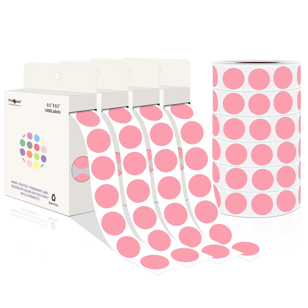 10000PCS 1/2 Inch Round Color-Code Dot Stickers,Circle Colorful Coding Label Sticker for Home Office (Pink)