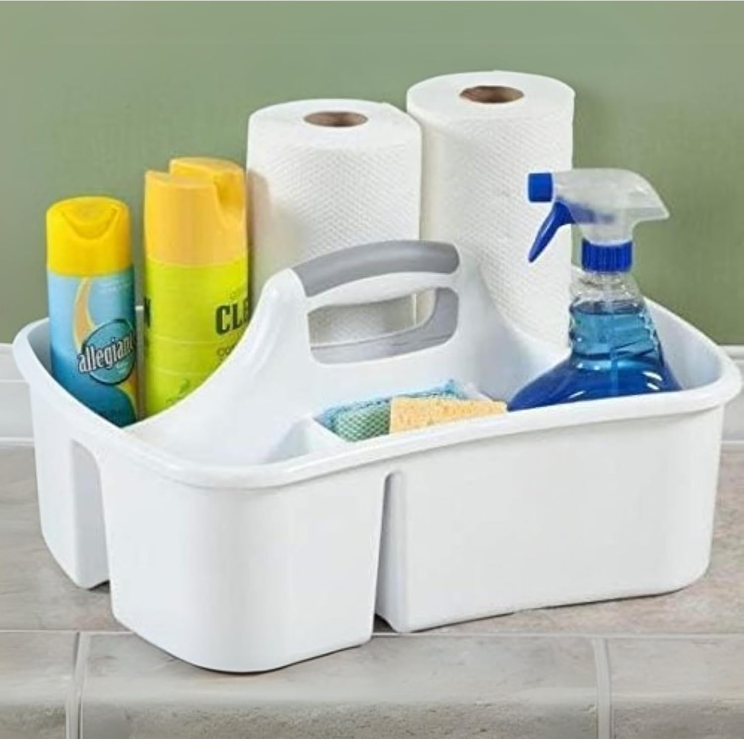Extra Large 5 Gallon Divided Cleaning Caddy Organizer with Handle | Cleaning Supplies for Housekeeping, Shower Caddy