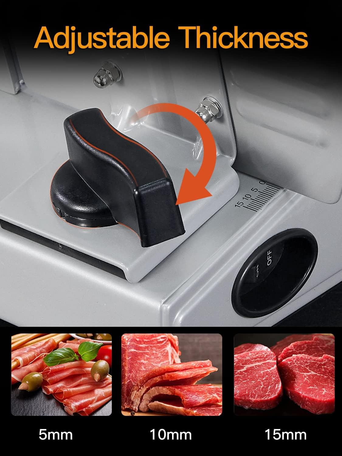 Meat Slicer, 200W Electric Food Slicer with 2 Removable 7.5" Blades