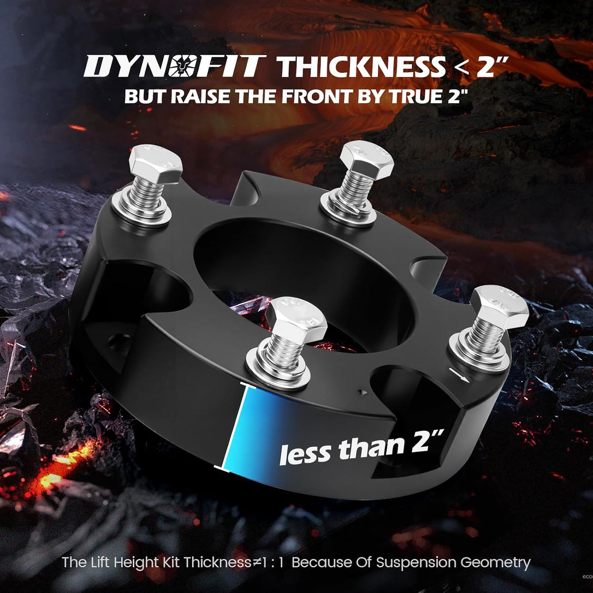 Dynofit 2 Inch Leveling Kit for 2007-2026 Tundra/Sequoia 2WD 4WD, 2" Front Lift Suspension Strut Spacers, Heavy Duty Aluminum Level Kit Compatible with Toyota Pickup/SUV Shock Absorbers