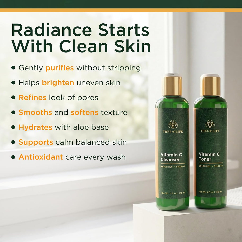Beauty Vitamin C Brightening Face Care, Minimizing Pores & Facial Cleanser for Gentle Deep Cleaning with Organic