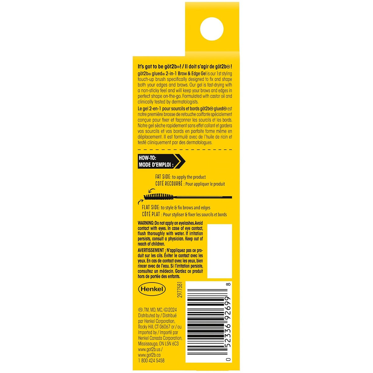 Glued Brow Gel & Edge Control, Strong Hold, Clear, 0.54 Fl Oz