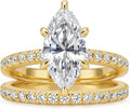 3.5CT Marquise Cut Engagement Ring Set for Women, 5A Cubic Zirconia Promise Wedding Band with 6 Prongs, 14K