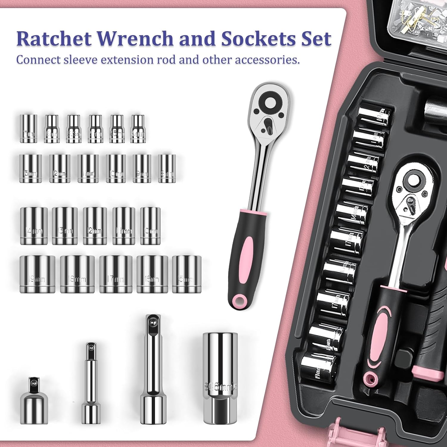 Home Tool Kit 281-PCs - General Basic Home Auto Repair Tool Kits - Complete Portable Hand Tool Sets for Women - Tool