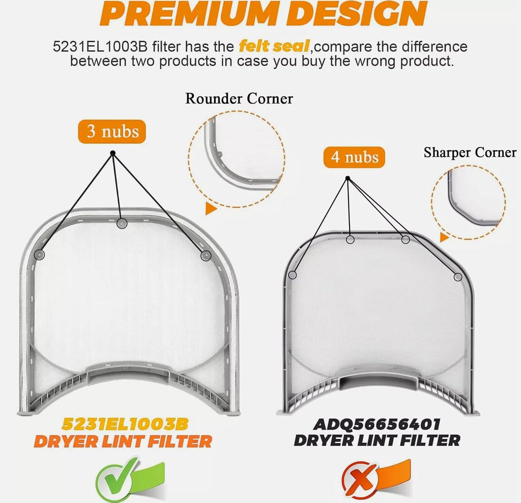 Compatible Dryer Lint Filter for LG DLEX2501W, CDE3379WD, CDE3379WN, CDG3389WD, DLE1310W, DLG2141W, DLG7188WM, DLGX2451R, DLGX3071R, DLGX7188RM, DLG0452W models