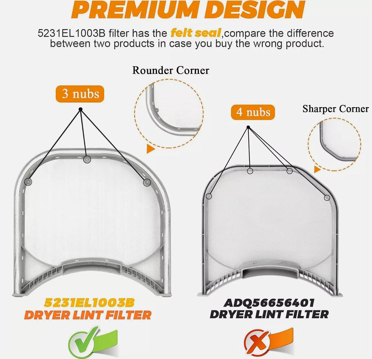 Compatible Dryer Lint Filter for LG DLEX2501W, CDE3379WD, CDE3379WN, CDG3389WD, DLE1310W, DLG2141W, DLG7188WM, DLGX2451R, DLGX3071R, DLGX7188RM, DLG0452W models