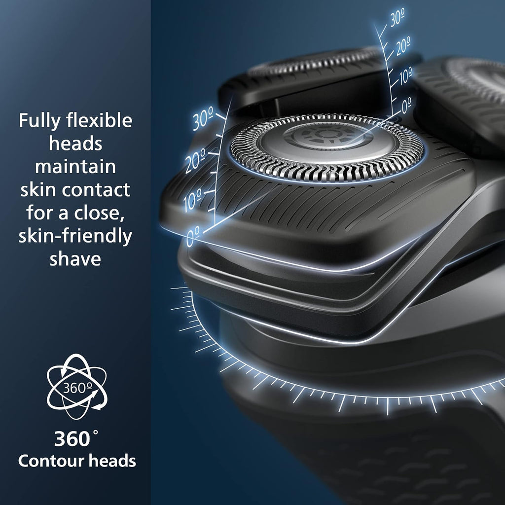Philips Norelco 5400 Electric Shaver, Storm Blue | 45 Self Sharpening SteelPrecision Blades, 360° Flexible Heads