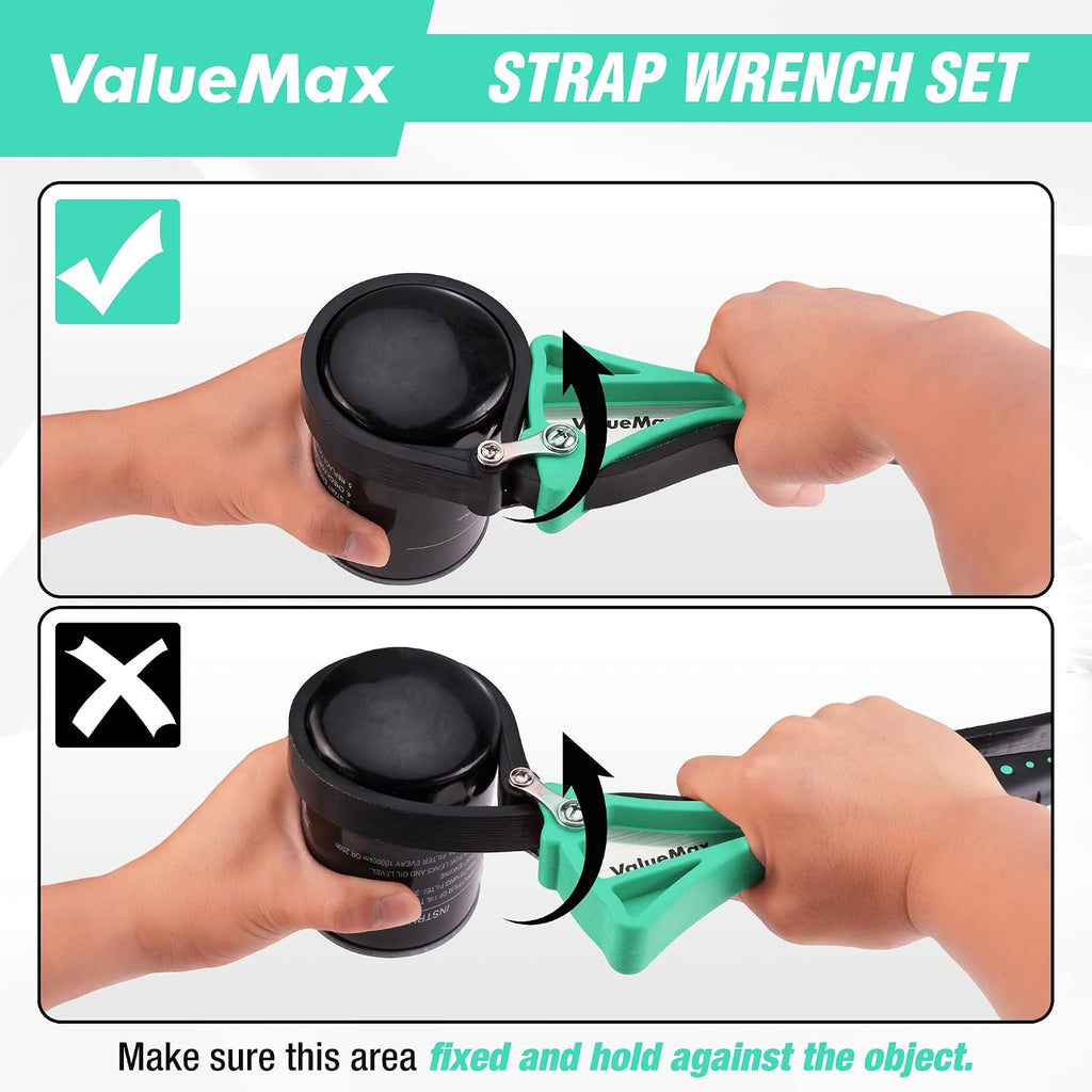 Oil Filter Wrench, 2 piece Rubber Strap Wrench Set, Jar Opener | 4" (Small) and 6"(Large), Adjustable, No Scratch